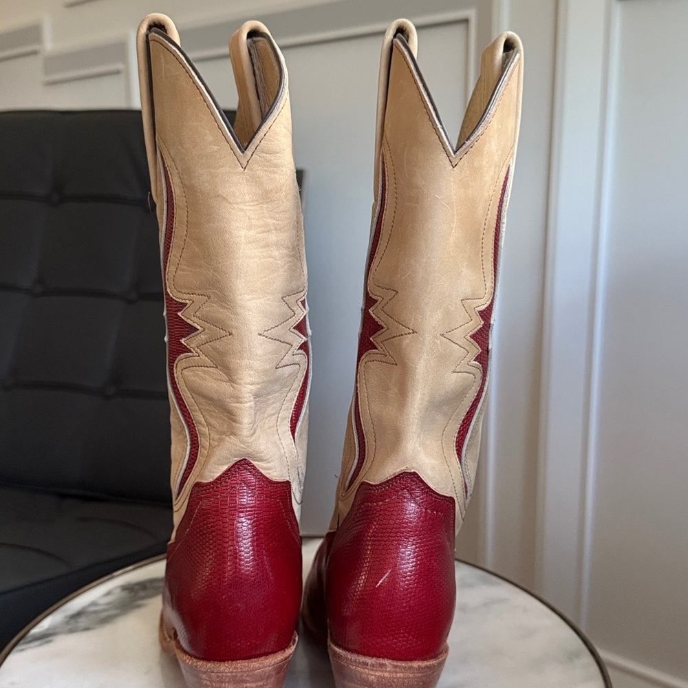 Frye Western Cowboy Boots - Red and Tan - Picture 5 of 8